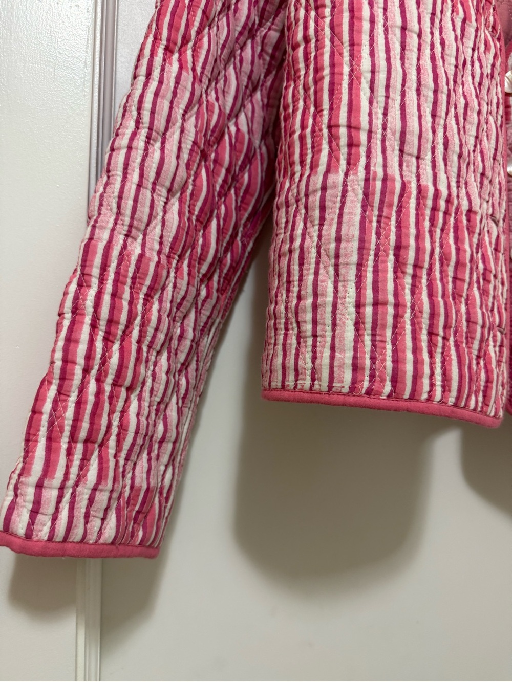Roller Rabbit Striped Pink Quilted Button-Front Puffer Jacket - Picture 2 of 4